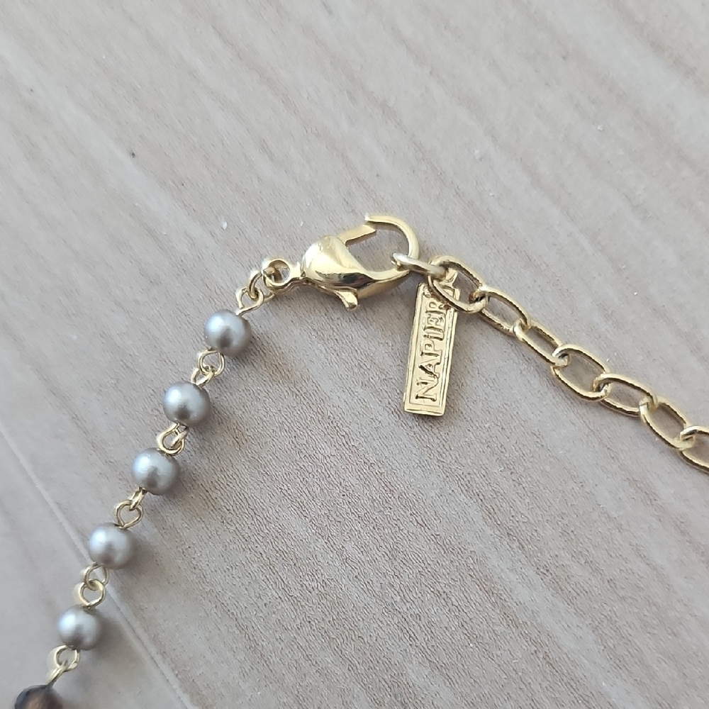 NAPIER Elegant Gold and Silver Beaded Necklace - Picture 2 of 4